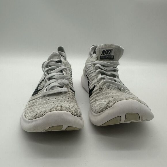 Women Size 7 Nike Free RN Flyknit White Fabric Running Shoes Sneakers 831070-101 - Picture 2 of 9